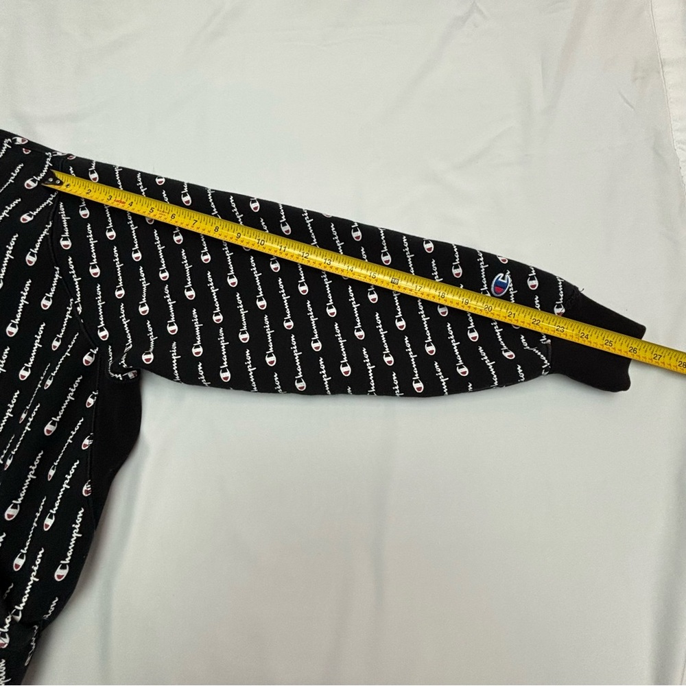 Champion Black Hoodie with White Logo Pattern - Picture 12 of 12